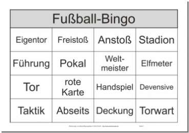 das Fußball-Bingo können Sie mit dem Ergänzungsset mit bis zu 20 Senioren spielen