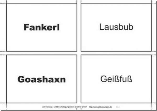 Dialekträtsel bayerische Mundart